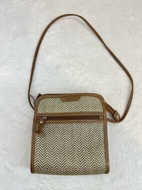 Vintage ESPRIT Crossbody Chevron Bag Brown/Tan Purse